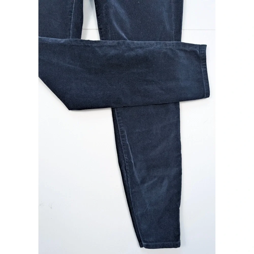 J.‎ Crew Toothpick Mid Rise Blue Velour Ankle Pants Women's Size 25x27